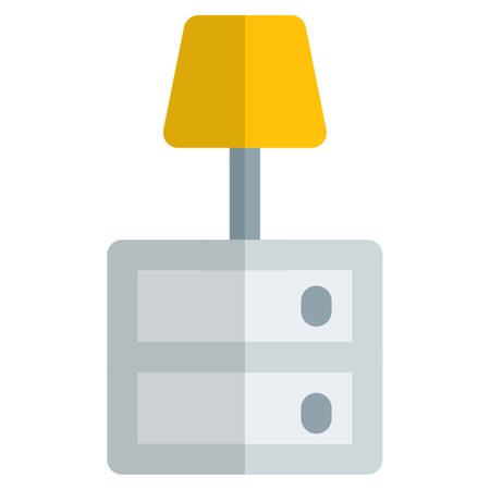 Table lamp on wooden nightstand.のイラスト素材