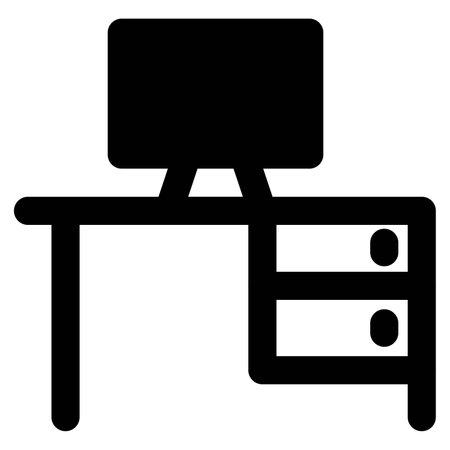 Desktop on side drawers wooden desk.のイラスト素材