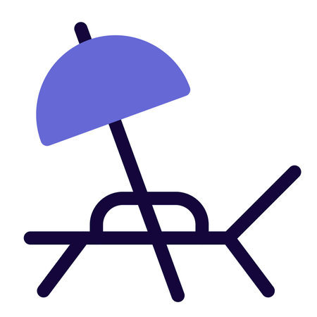 Beach chaise lounge with parasol.のイラスト素材