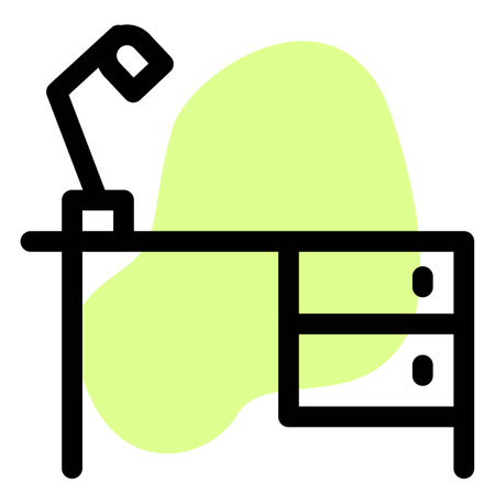 Compact size study table with desk-lamp.のイラスト素材