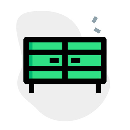 Wooden furniture with several drawers for storage.のイラスト素材