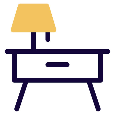 Lamp and nightstand placed in roomのイラスト素材