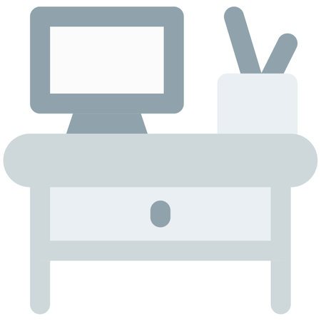 Office furniture setup for secretarial workのイラスト素材