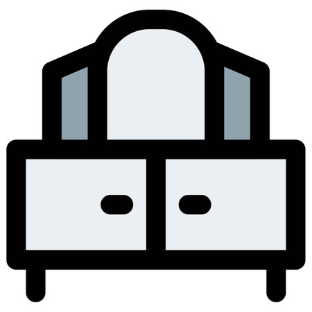 Dressing table with storage cabinets for accessoriesのイラスト素材
