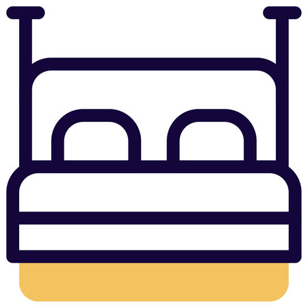 Luxury wooden bed with cushioned mattress.のイラスト素材