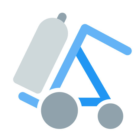 Easily transporting gas cylinder in trolley.のイラスト素材
