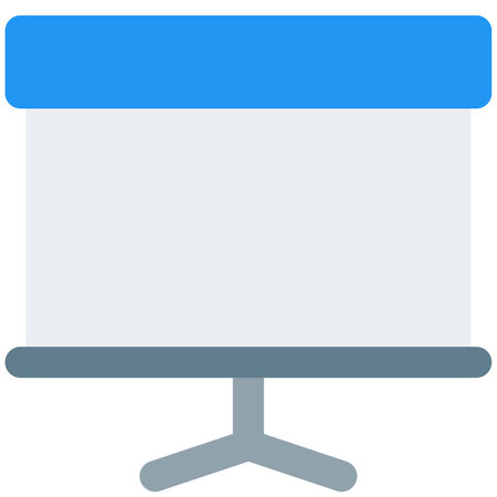 Floor-level projector screen on a tripodのイラスト素材