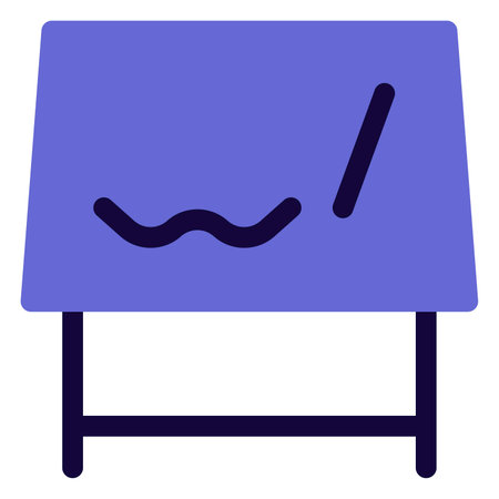 Drawing board placed on a wooden easelのイラスト素材