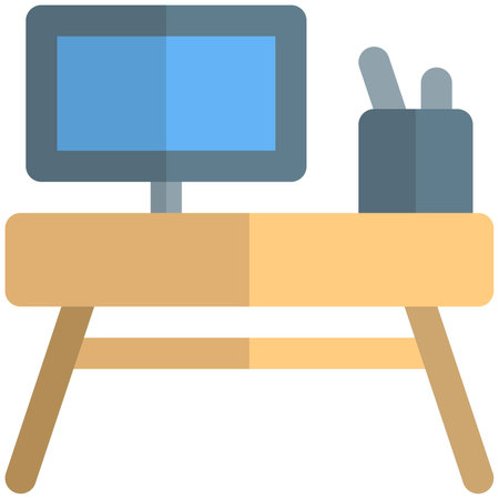Workspace desk for keeping computer and stationaryのイラスト素材