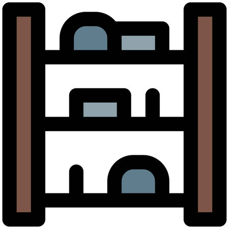 Long plank shelves designed for hall decor.のイラスト素材