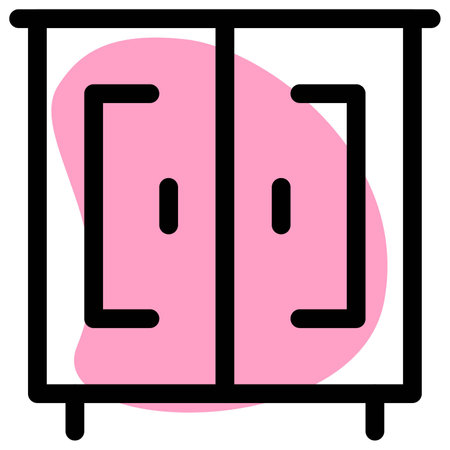 Long and big wardrobe for accessories and clothingのイラスト素材