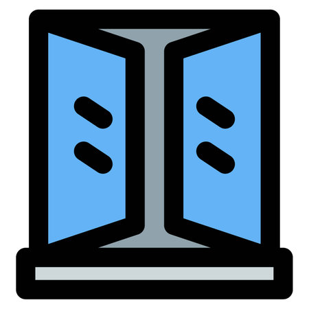 Double panel opened in glass window.のイラスト素材