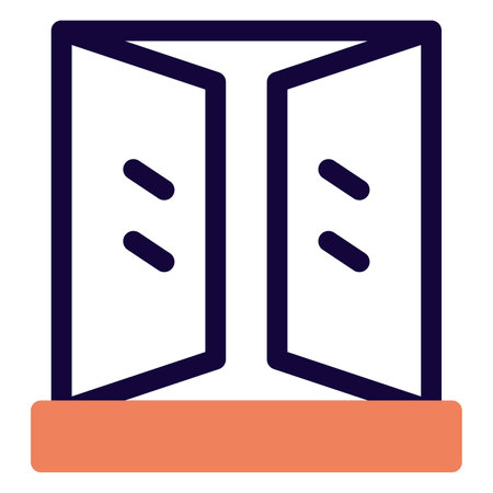 Double panel opened in glass window.のイラスト素材