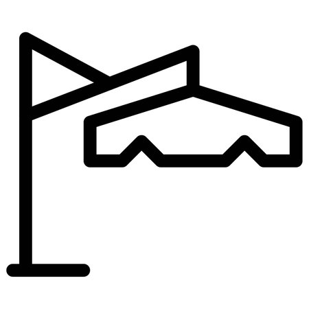 Broad-size parasol suspended through a stand.のイラスト素材