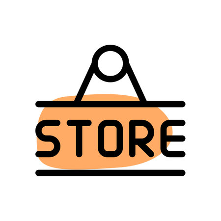 Hanging banner advertising a store.のイラスト素材