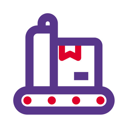 Using conveyor belt for moving goods in straight line.のイラスト素材