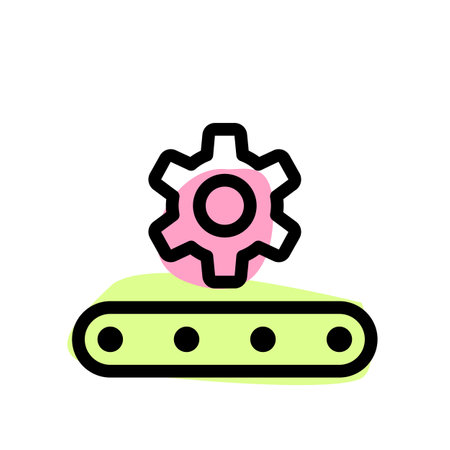 Programmed conveyor belt setting for manufacturing.のイラスト素材