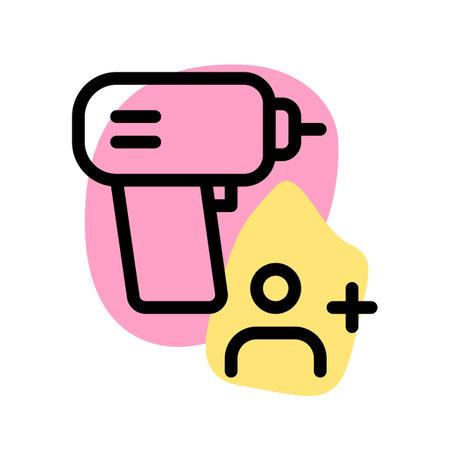 Portable drill machine handled by user.のイラスト素材