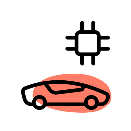 EV car with microchip embedded isolated on white backgroundのイラスト素材