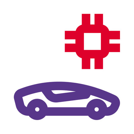 EV car with microchip embedded isolated on white backgroundのイラスト素材