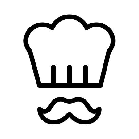 Chef wearing hat with a mustache isolated on a white backgroundのイラスト素材