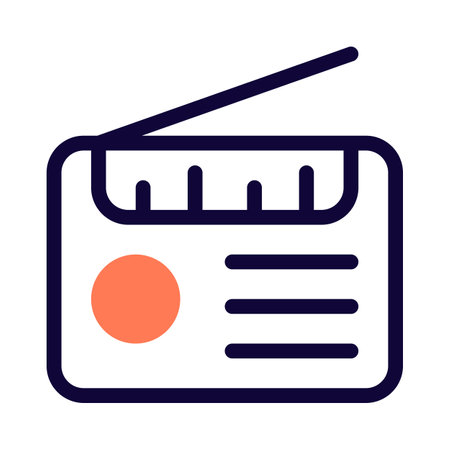 An old-fashioned radio with an extended antenna.のイラスト素材