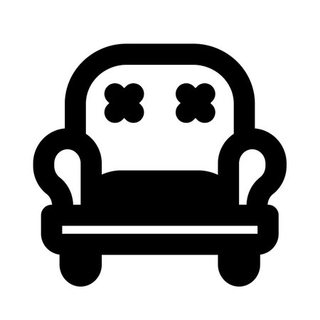 Cushioned sofa for cozy seating experience.のイラスト素材