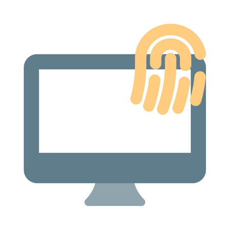 Fingerprint lock system installed in desktop.のイラスト素材