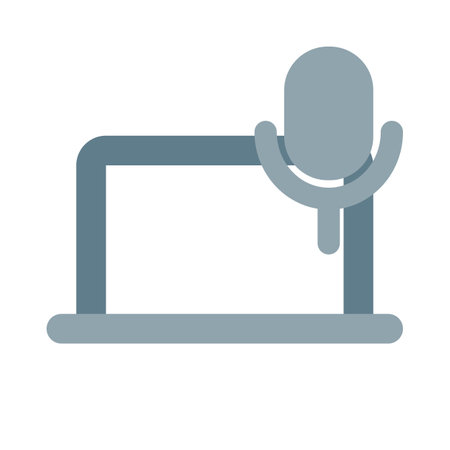 Microphone included into laptop for communication.のイラスト素材