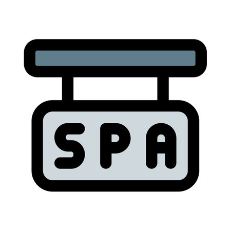 Hanging Spa sign board isolated on a white backgroundのイラスト素材