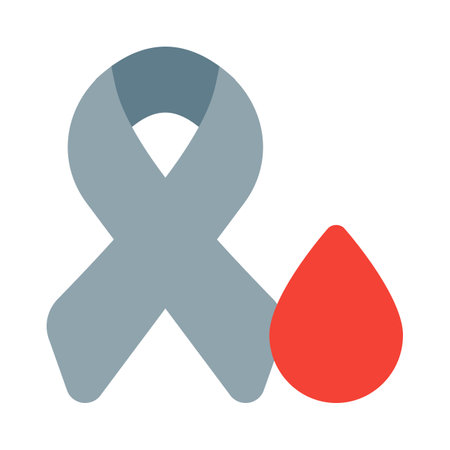 Blood cancer with Ribbon and blood drop Logotypeのイラスト素材