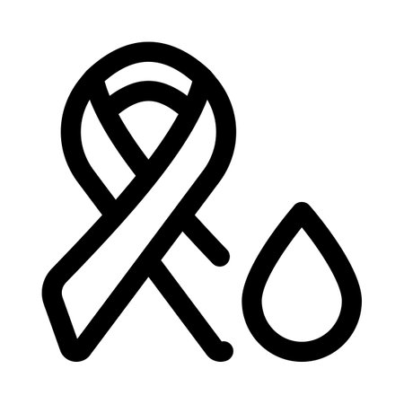 Blood cancer with Ribbon and blood drop Logotypeのイラスト素材