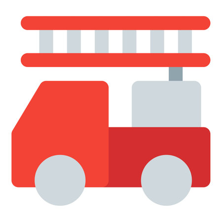 Vehicle with extendable ladder for firefighting rescue.のイラスト素材