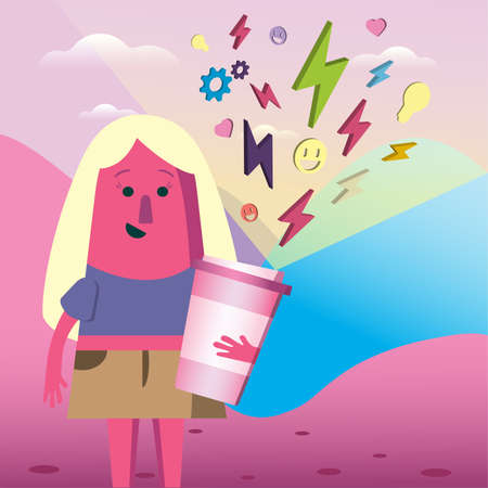 Startup Innovative Business Product Benefits Concept Vibrant Color Flat Isometric Illustration Developing Creativity and Ideaのイラスト素材