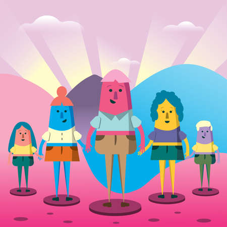 Startup Innovative Business Team Concept Vibrant Color Flat Isometric Illustration Developing Creativity and Idea Teamwork Set Crowdのイラスト素材