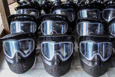 black mask for paintball protection.の写真素材