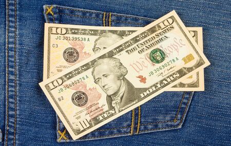 Dollar note on Jeans pocket.の写真素材
