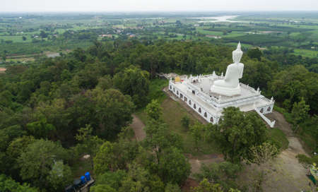 Aerial view from drone.big buddha statue on the mountain.の写真素材