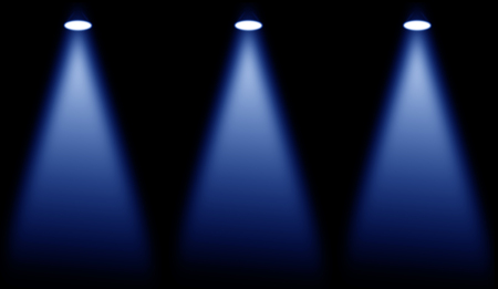 Blue stage . Spotlights on isolated black background.の写真素材