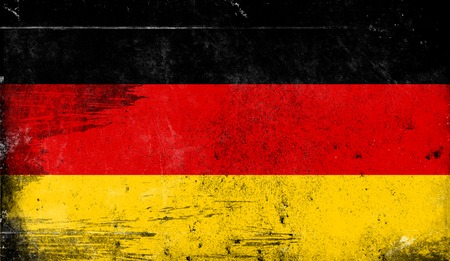 Vintage old flag of Germany. Art texture painted Germany national flag.の写真素材