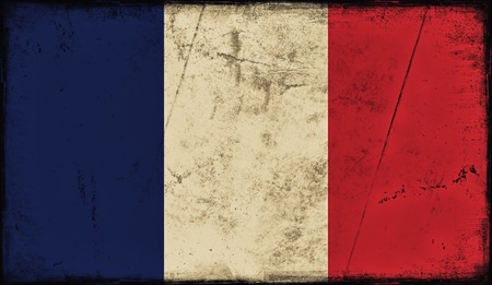 Vintage old flag of France. Art texture painted France national flag.の写真素材