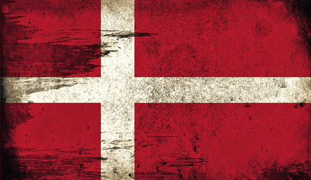 Vintage old flag of Denmark. Art texture painted Denmark national flag.の写真素材
