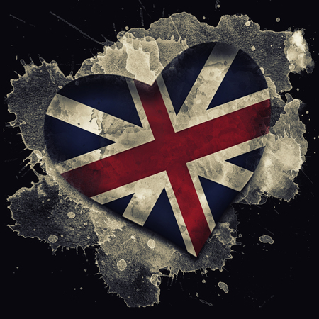 Flag of United Kingdom. Watercolor on black backgroundの写真素材