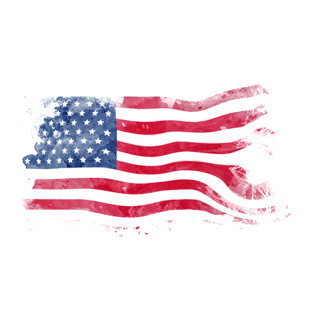 Watercolor flag of America. Art painted Usa national flag.の写真素材