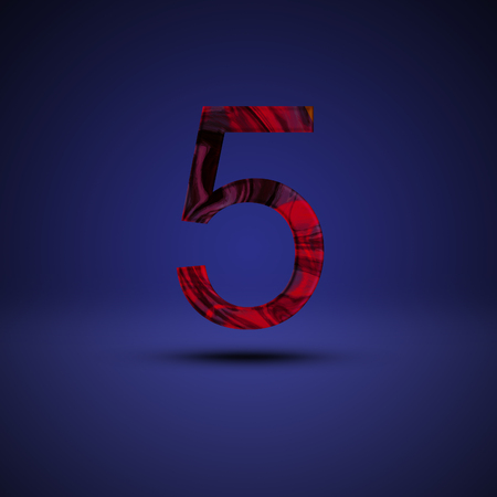 Number 5 illustration - painted cyberpunk acrylic, design elements. Isolated on background.の写真素材