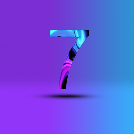 Number 7 illustration . Creative synthwave cyberpunk design elements. Isolated on background.の写真素材