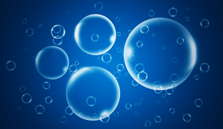 Bubble on isolated blue background. Blue abstract texture.の写真素材