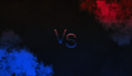 Design composition for various competition, battle or match with smoke background. Versus screen red and blue.の写真素材