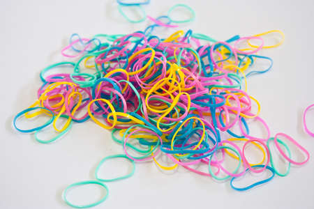 colorful elastic rubber bandsの写真素材