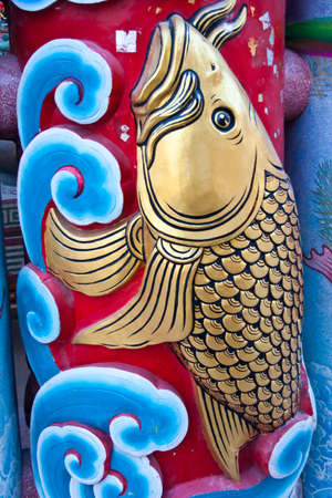 Fish picture in chinese templeの写真素材